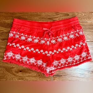 LOFT Scarlet Red Linen Shorts